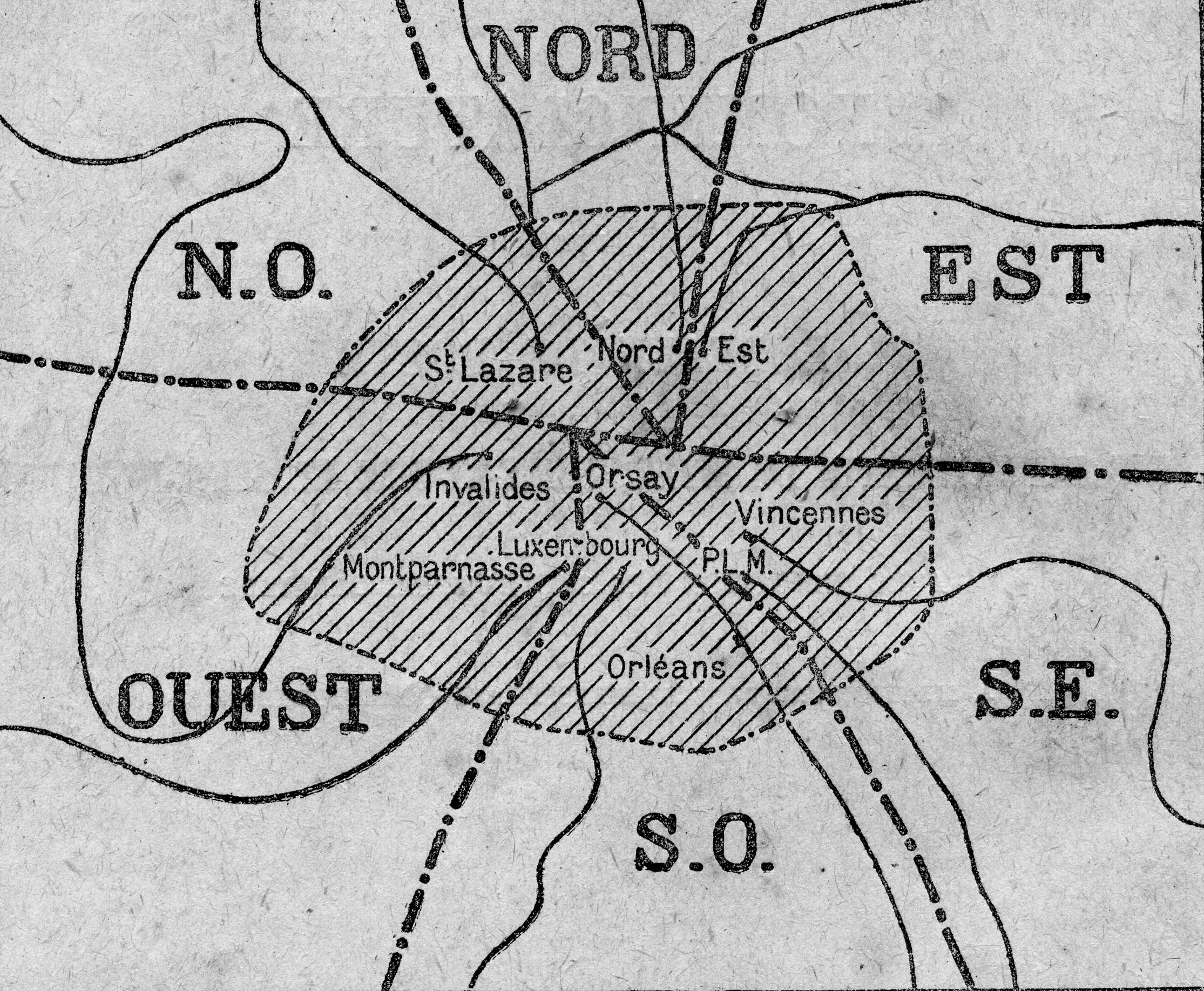 Carte des secteurs de banlieue